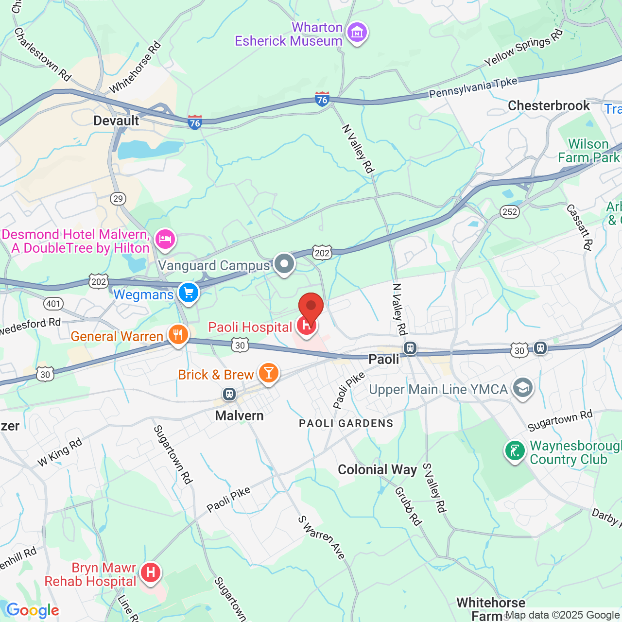 Google map image of our location in 21 Industrial Blvd Paoli, PA